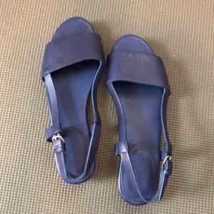 Madewell Navy Blue Leather Slingback Sandals
